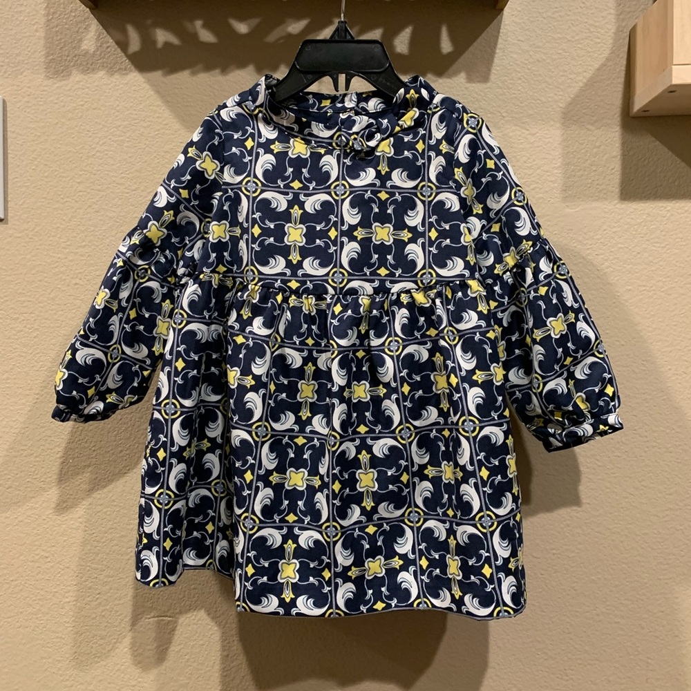 NWOT  janie and jack kids girls floral bow mock Neck holiday dress